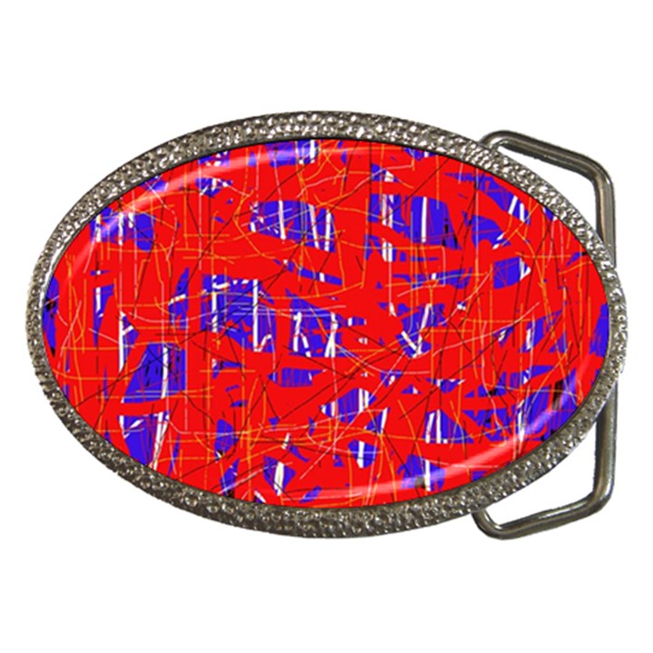 Blue and red pattern Belt Buckles