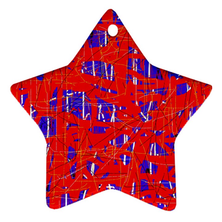 Blue and red pattern Star Ornament (Two Sides) 