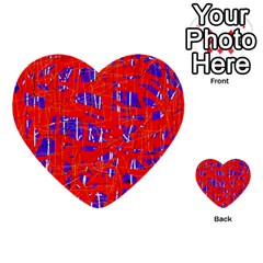 Blue And Red Pattern Multi-purpose Cards (heart) 