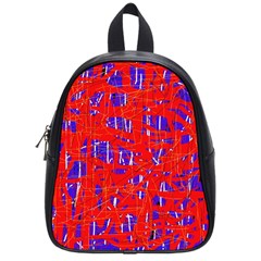 Blue And Red Pattern School Bags (small)  by Valentinaart