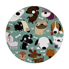 Dog Pattern Ornament (round)  by Mjdaluz