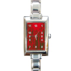 Red And Green Pattern Rectangle Italian Charm Watch by Valentinaart