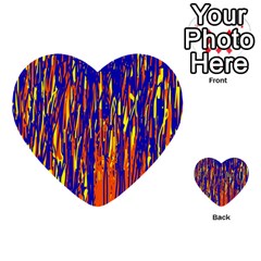 Orange, Blue And Yellow Pattern Multi-purpose Cards (heart)  by Valentinaart