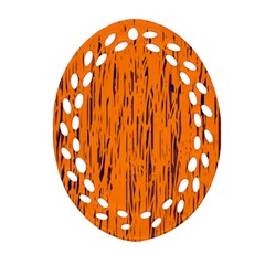 Orange Pattern Oval Filigree Ornament (2-side)  by Valentinaart