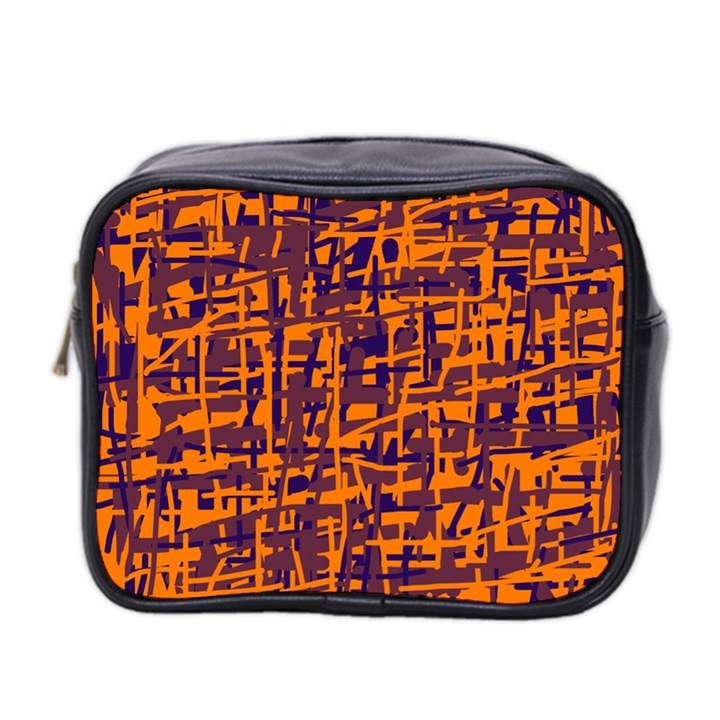 Orange and blue pattern Mini Toiletries Bag 2-Side