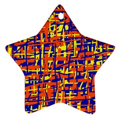 Orange, Blue And Yellow Pattern Ornament (star) 