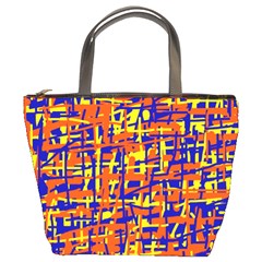 Orange, Blue And Yellow Pattern Bucket Bags by Valentinaart