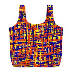 Orange, Blue And Yellow Pattern Full Print Recycle Bags (l)  by Valentinaart