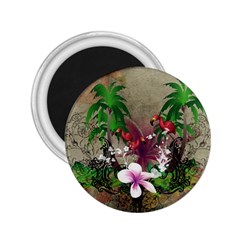 Wonderful Tropical Design With Palm And Flamingo 2 25  Magnets by FantasyWorld7