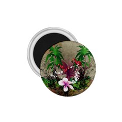 Wonderful Tropical Design With Palm And Flamingo 1 75  Magnets by FantasyWorld7