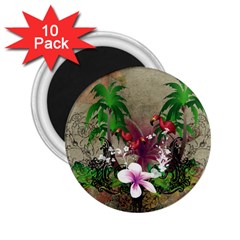 Wonderful Tropical Design With Palm And Flamingo 2 25  Magnets (10 Pack)  by FantasyWorld7