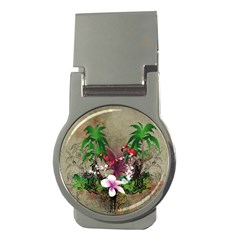 Wonderful Tropical Design With Palm And Flamingo Money Clips (round)  by FantasyWorld7