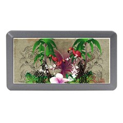 Wonderful Tropical Design With Palm And Flamingo Memory Card Reader (mini) by FantasyWorld7