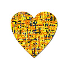 Yellow, Orange And Blue Pattern Heart Magnet