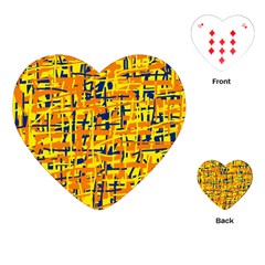 Yellow, Orange And Blue Pattern Playing Cards (heart)  by Valentinaart