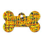 Yellow, orange and blue pattern Dog Tag Bone (One Side) Front