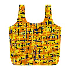 Yellow, Orange And Blue Pattern Full Print Recycle Bags (l)  by Valentinaart