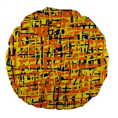 Yellow, Orange And Blue Pattern Large 18  Premium Flano Round Cushions by Valentinaart