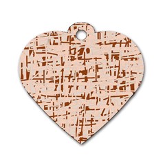 Brown Elegant Pattern Dog Tag Heart (one Side) by Valentinaart