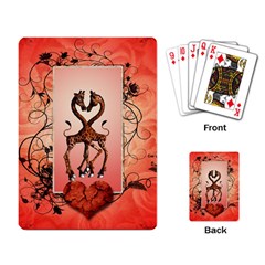 Cute Giraffe In Love With Heart And Floral Elements Playing Card by FantasyWorld7