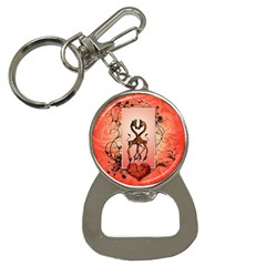 Cute Giraffe In Love With Heart And Floral Elements Bottle Opener Key Chains by FantasyWorld7