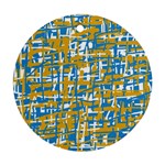 Blue and yellow elegant pattern Round Ornament (Two Sides)  Back