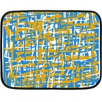 Blue and yellow elegant pattern Double Sided Fleece Blanket (Mini)  35 x27  Blanket Front