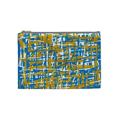 Blue And Yellow Elegant Pattern Cosmetic Bag (medium)  by Valentinaart