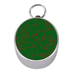 Green And Red Pattern Mini Silver Compasses by Valentinaart