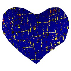 Blue Pattern Large 19  Premium Heart Shape Cushions by Valentinaart