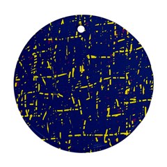 Deep blue and yellow pattern Round Ornament (Two Sides) 