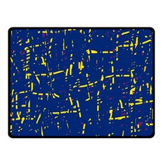 Deep blue and yellow pattern Fleece Blanket (Small)