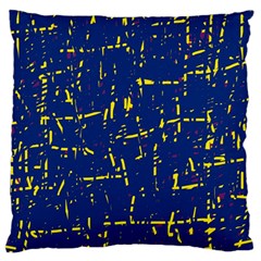 Deep blue and yellow pattern Large Cushion Case (Two Sides)