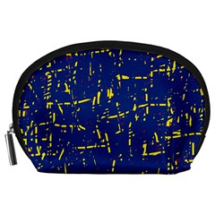 Deep blue and yellow pattern Accessory Pouches (Large) 