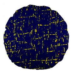 Deep blue and yellow pattern Large 18  Premium Flano Round Cushions