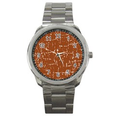 Brown Elelgant Pattern Sport Metal Watch by Valentinaart