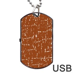 Brown Elelgant Pattern Dog Tag Usb Flash (one Side) by Valentinaart