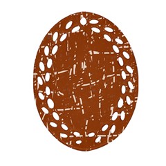 Brown Elelgant Pattern Oval Filigree Ornament (2-side)  by Valentinaart