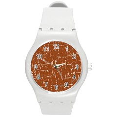 Brown Elelgant Pattern Round Plastic Sport Watch (m) by Valentinaart