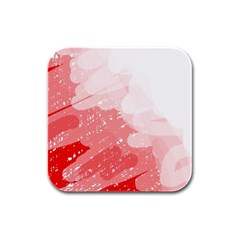 Red Pattern Rubber Square Coaster (4 Pack)  by Valentinaart