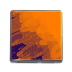 Orange And Blue Artistic Pattern Memory Card Reader (square)