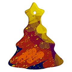 Colorful Abstract Pattern Christmas Tree Ornament (2 Sides) by Valentinaart