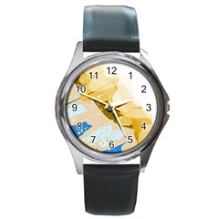 Artistic Pastel Pattern Round Metal Watch