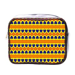 Hearts And Rhombus Pattern                                                                                          			mini Toiletries Bag (one Side) by LalyLauraFLM