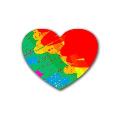 Colorful Abstract Design Rubber Coaster (heart)  by Valentinaart