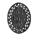 Gray pattern Oval Filigree Ornament (2-Side)  Front