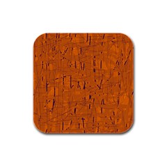 Orange Pattern Rubber Square Coaster (4 Pack)  by Valentinaart