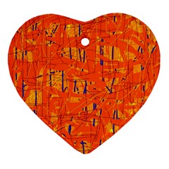 Orange Pattern Ornament (heart)  by Valentinaart