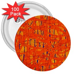 Orange Pattern 3  Buttons (100 Pack)  by Valentinaart