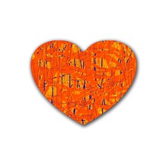 Orange Pattern Heart Coaster (4 Pack)  by Valentinaart